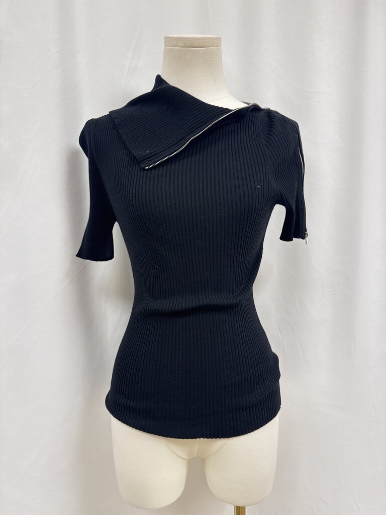 Alexander Wang Black Ribbed Turtleneck Top