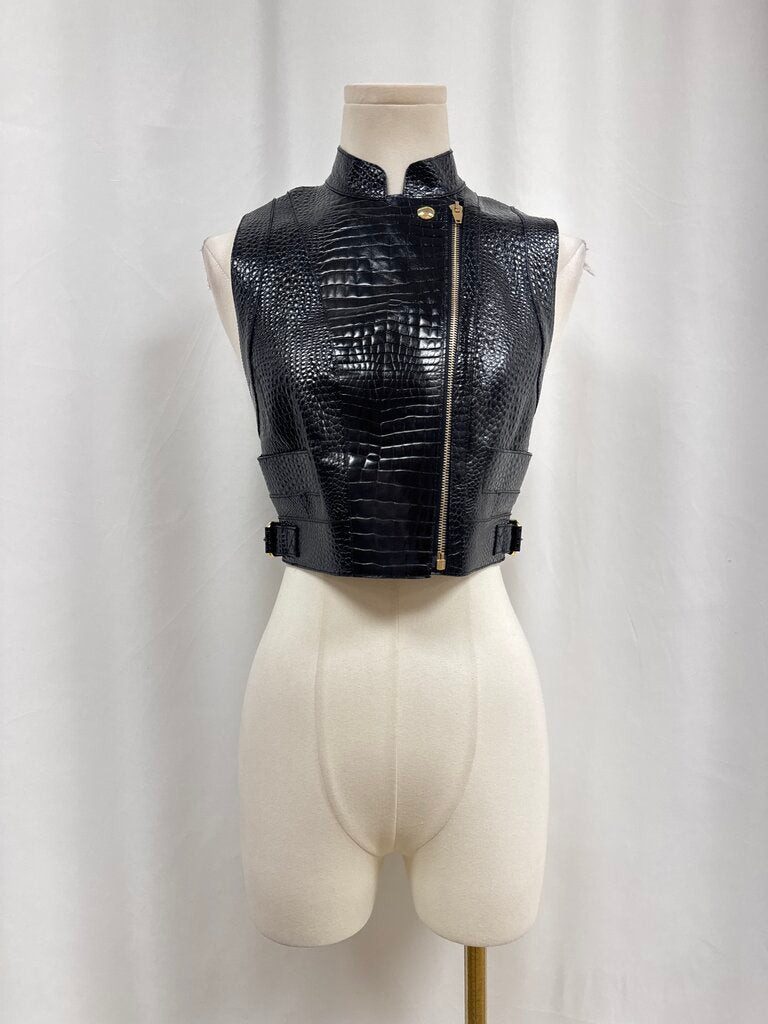 Alexander Wang Black Leather Embossed Vest