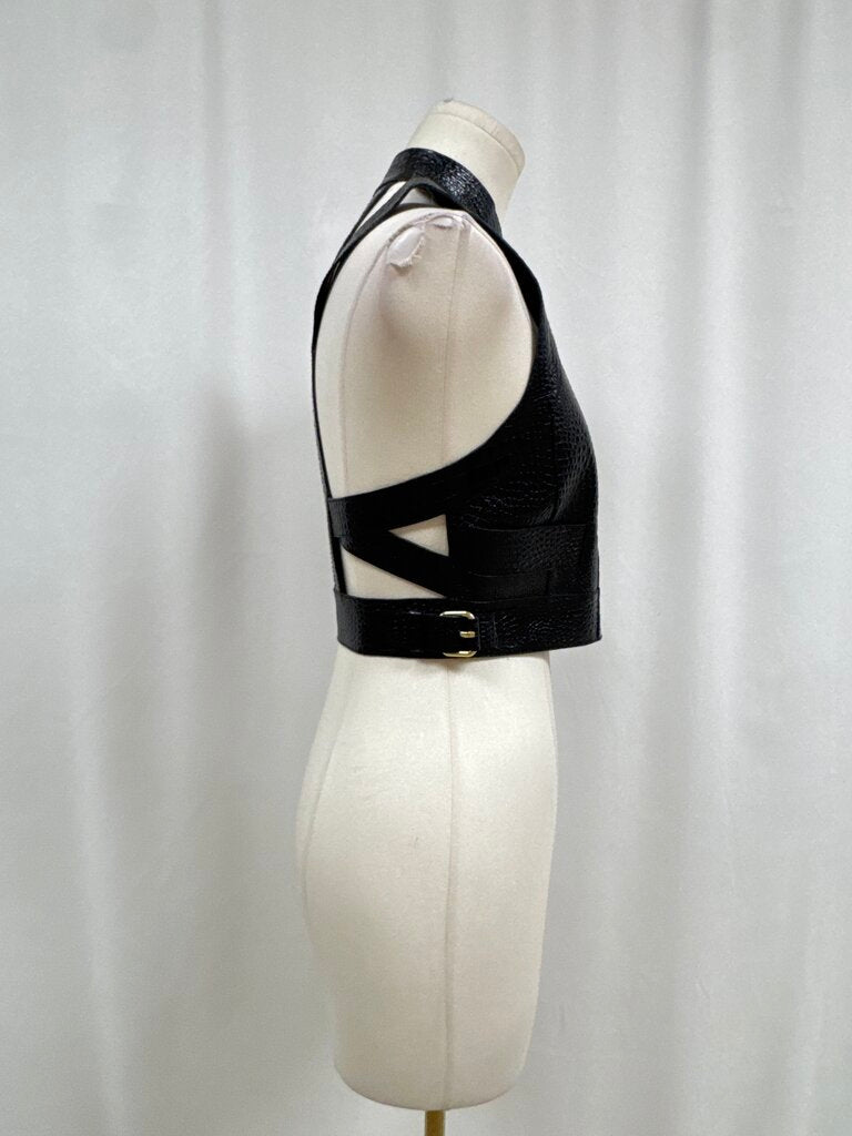 Alexander Wang Black Leather Embossed Vest