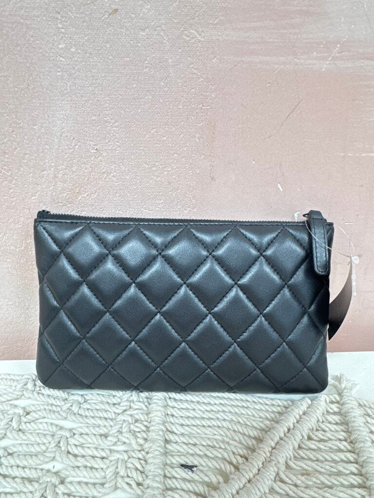 Chanel Black So Black Quilted Lambskin Cosmetic Pouch w/Dustbag