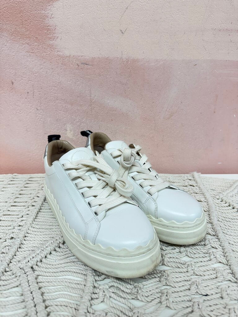 Chloe White Scallop Sneaker