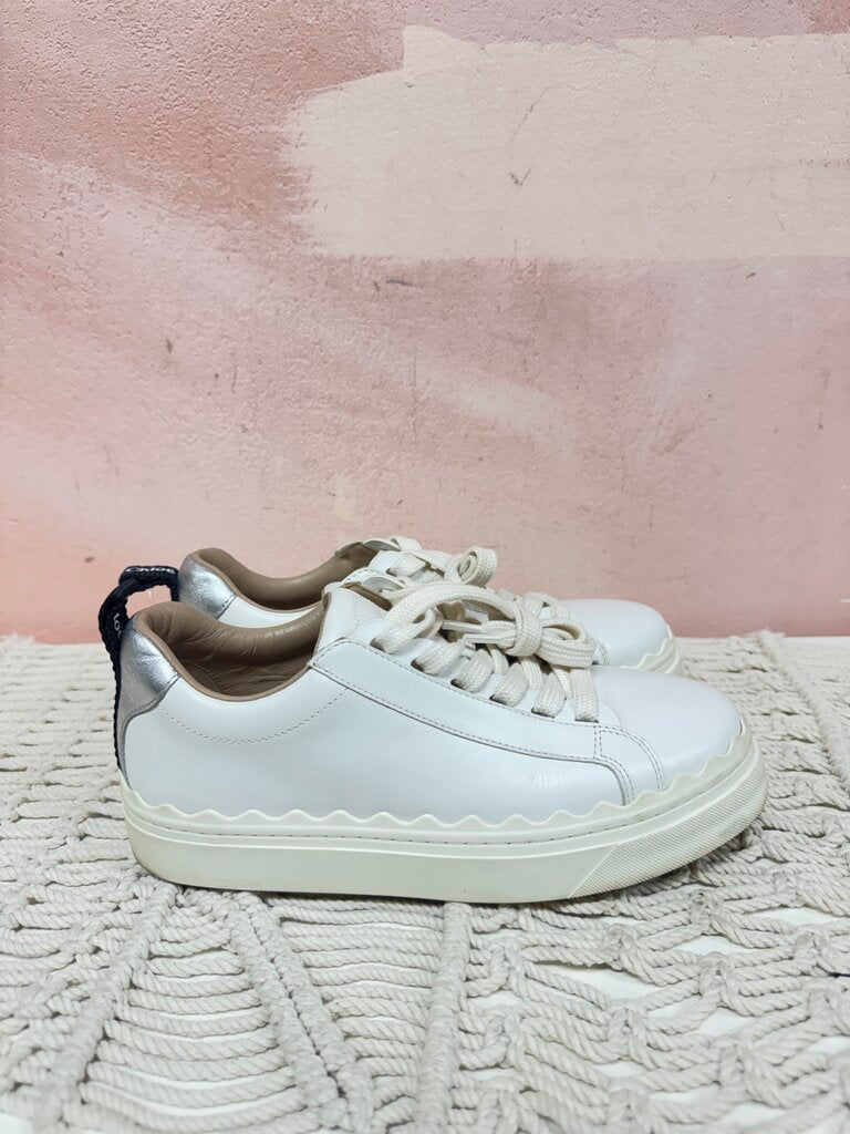 Chloe White Scallop Sneaker