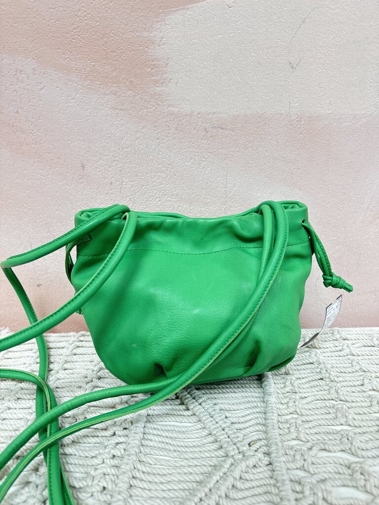 Clare V. Green Leather Emma Drawstring Bucket Crossbody
