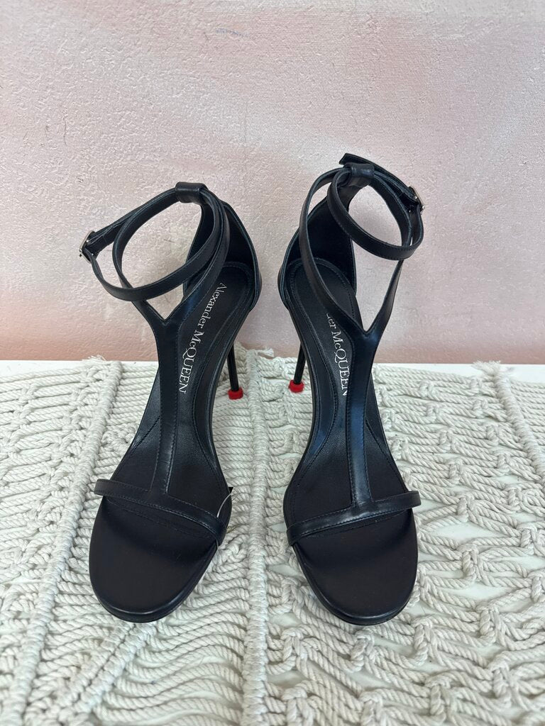 Alexander McQueen Black T-Strap Heels