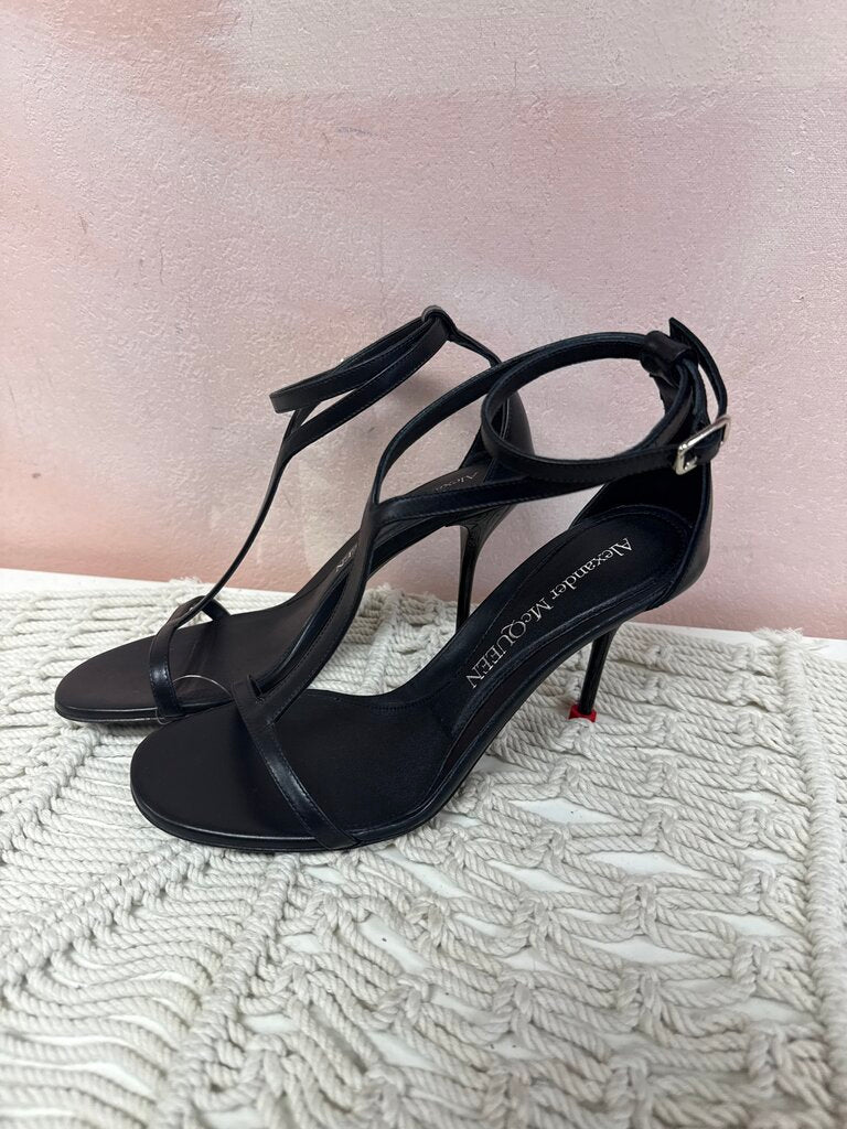 Alexander McQueen Black T-Strap Heels