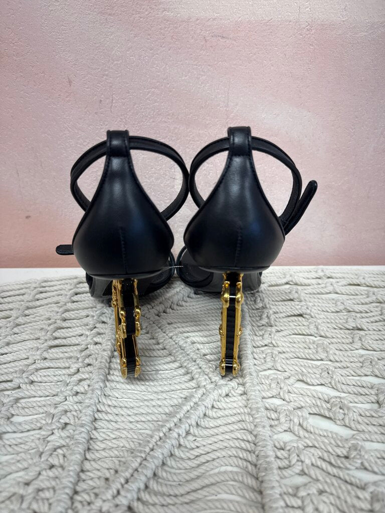 Dolce and Gabbana Black Baroque Logo Heels w/Box