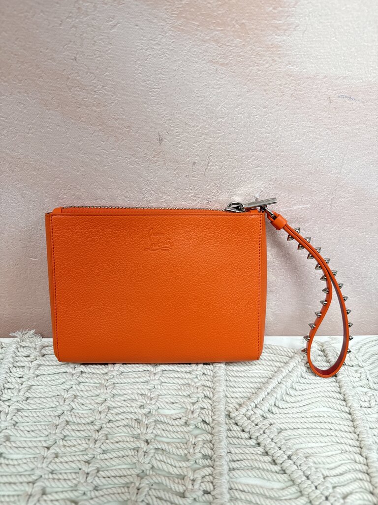 Louboutin Orange Cabata Clutch w/Dustbag NWT