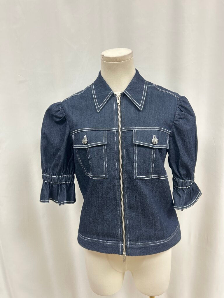 Cinq a Sept Denim Puff Sleeve Jacket
