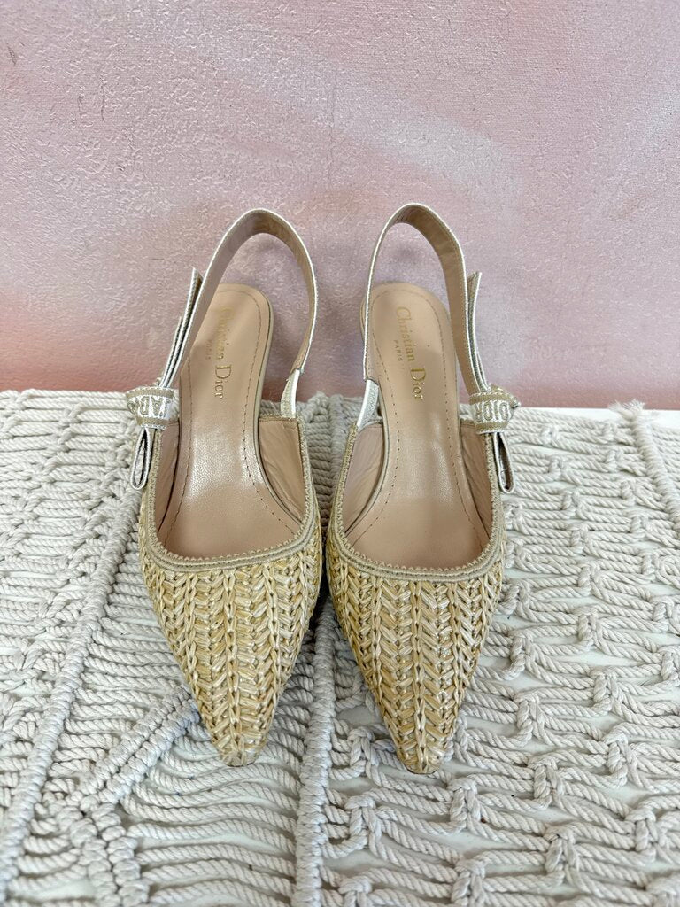 Dior Beige J'Adior Slingback Woven Pump w/Dustbag