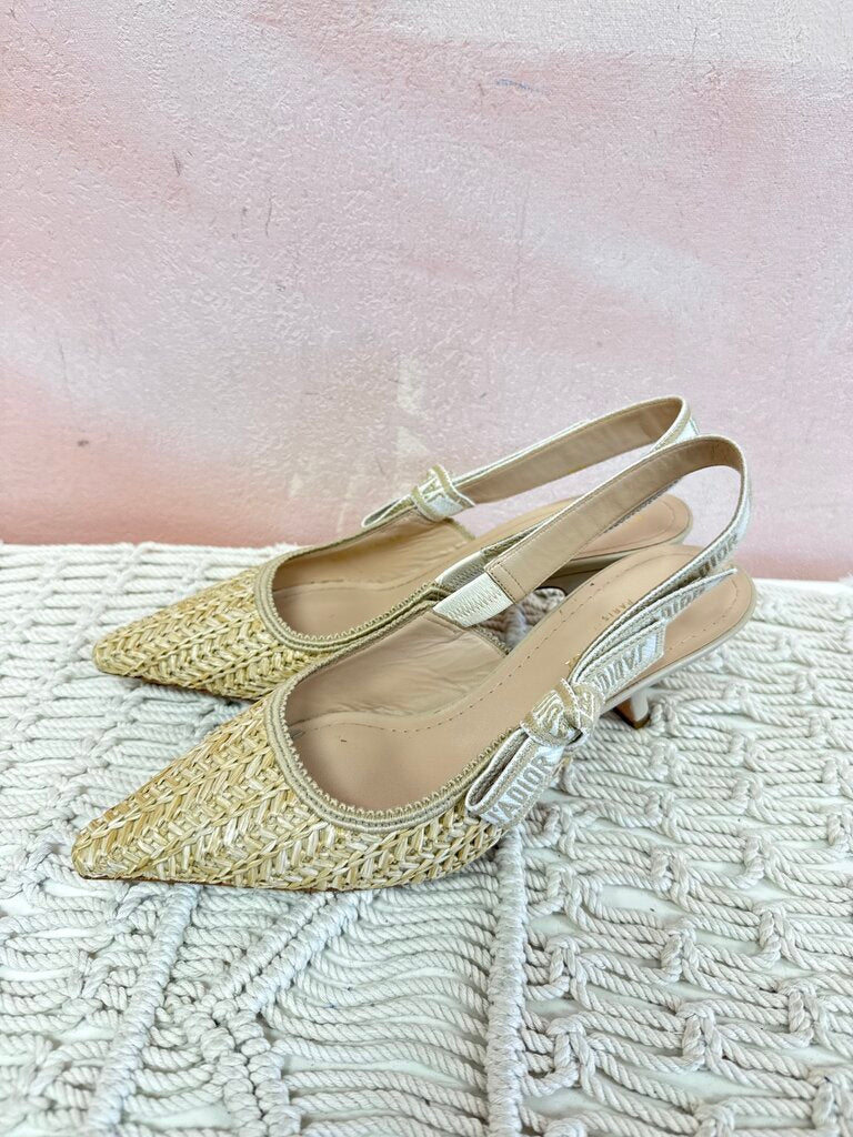 Dior Beige J'Adior Slingback Woven Pump w/Dustbag