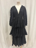 Farm Rio Black Embroidered Tiered Ruffle Maxi Dress