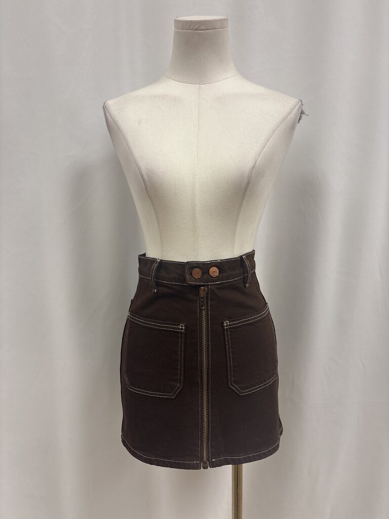 Reformation Brown Jean Skirt
