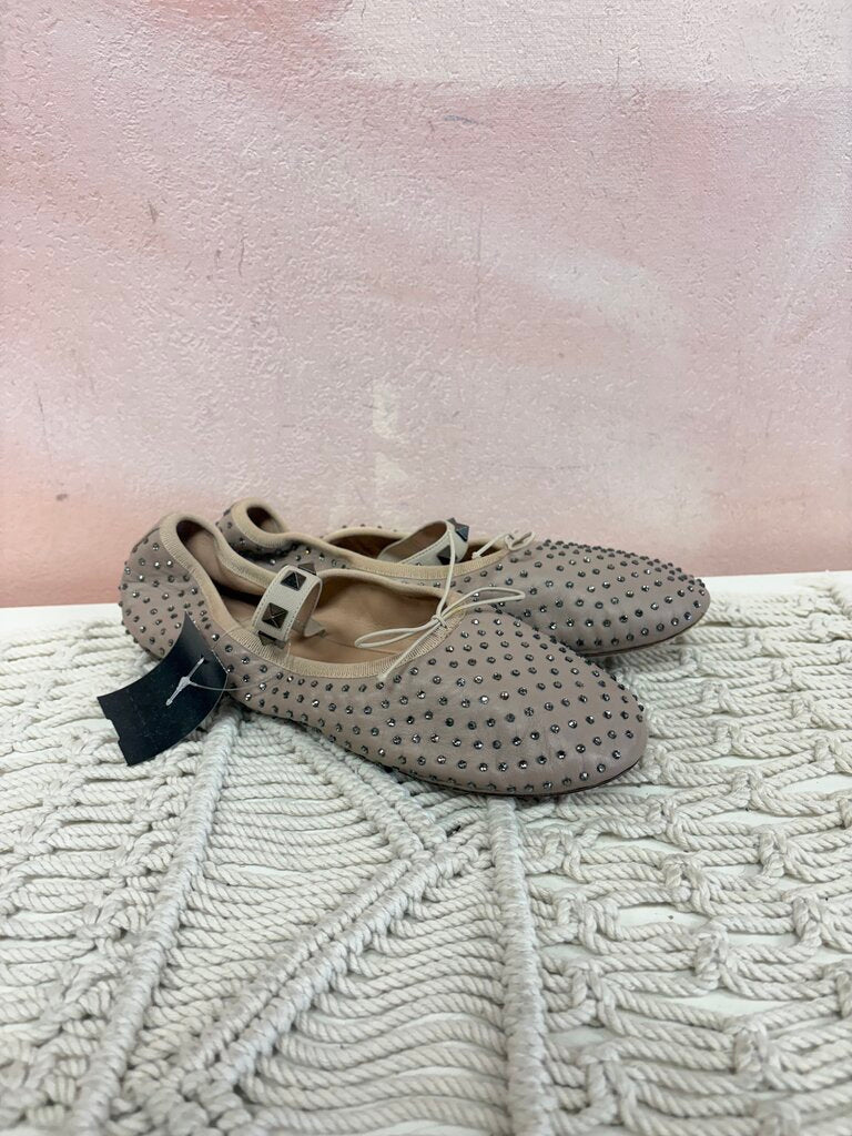 Valentino Taupe Embellished Mary Jane Ballet Flat w/Dustbag
