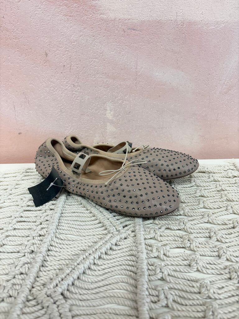 Valentino Taupe Embellished Mary Jane Ballet Flat w/Dustbag