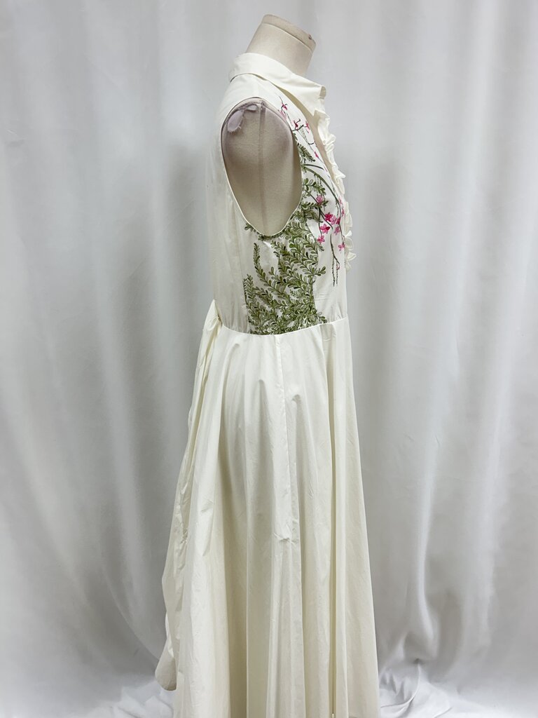 Giambattista Valli White Floral Belted Maxi Dress