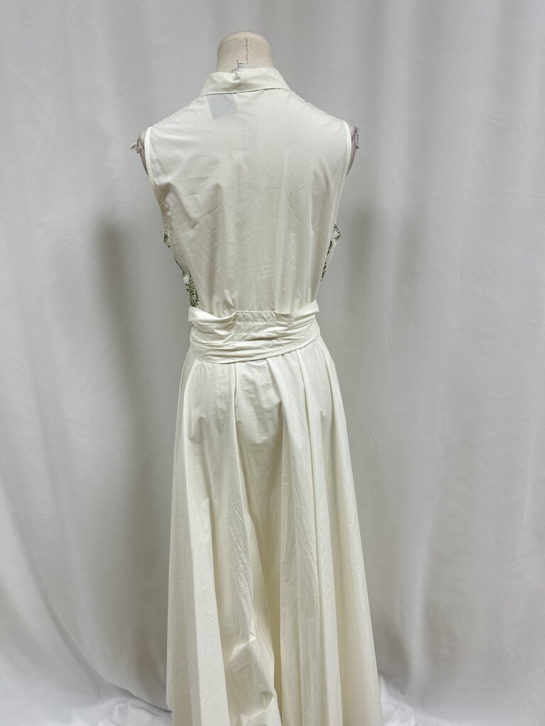 Giambattista Valli White Floral Belted Maxi Dress