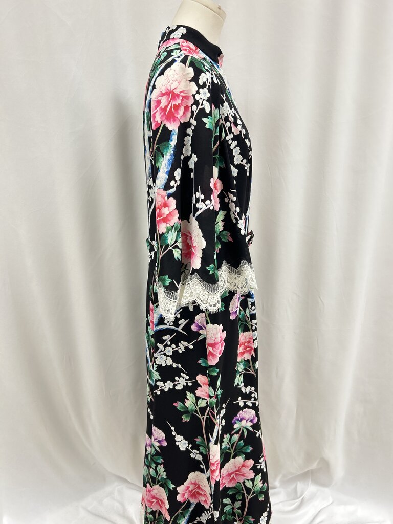 Andrew Gn Black Floral Belted Maxi Dress