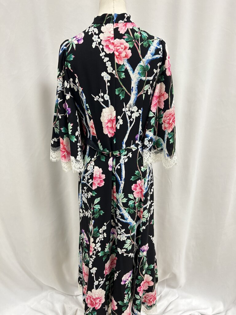 Andrew Gn Black Floral Belted Maxi Dress