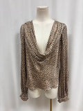 Rebecca de Ravenel Animal Print Cowl Neck Blouse