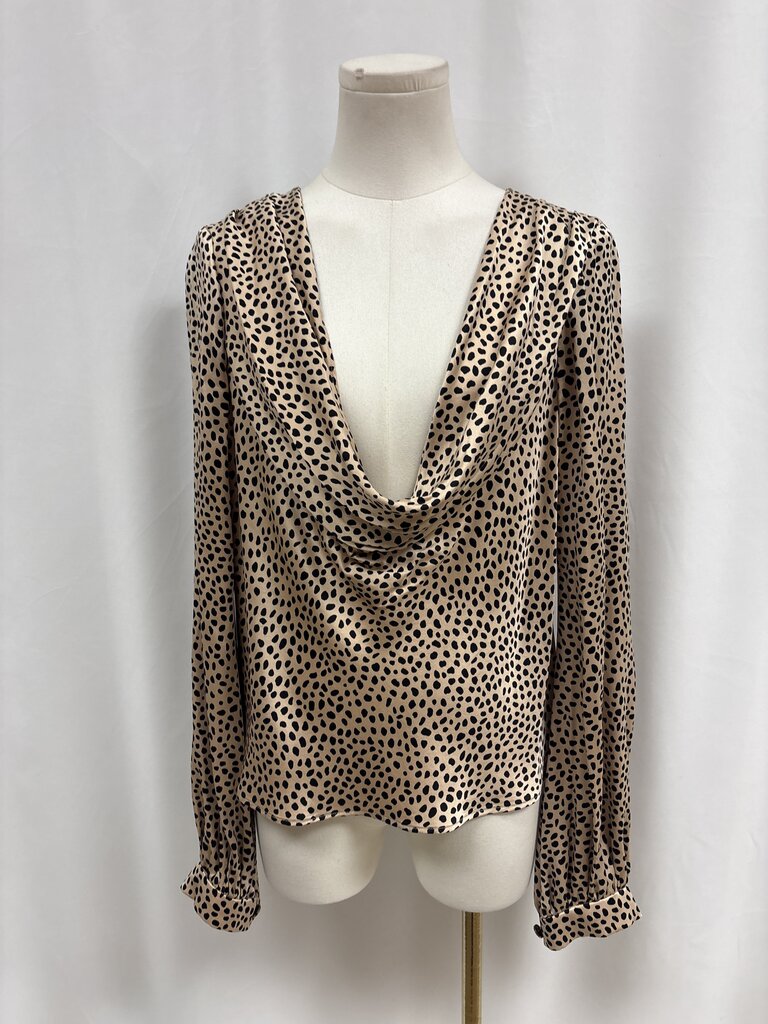 Rebecca de Ravenel Animal Print Cowl Neck Blouse