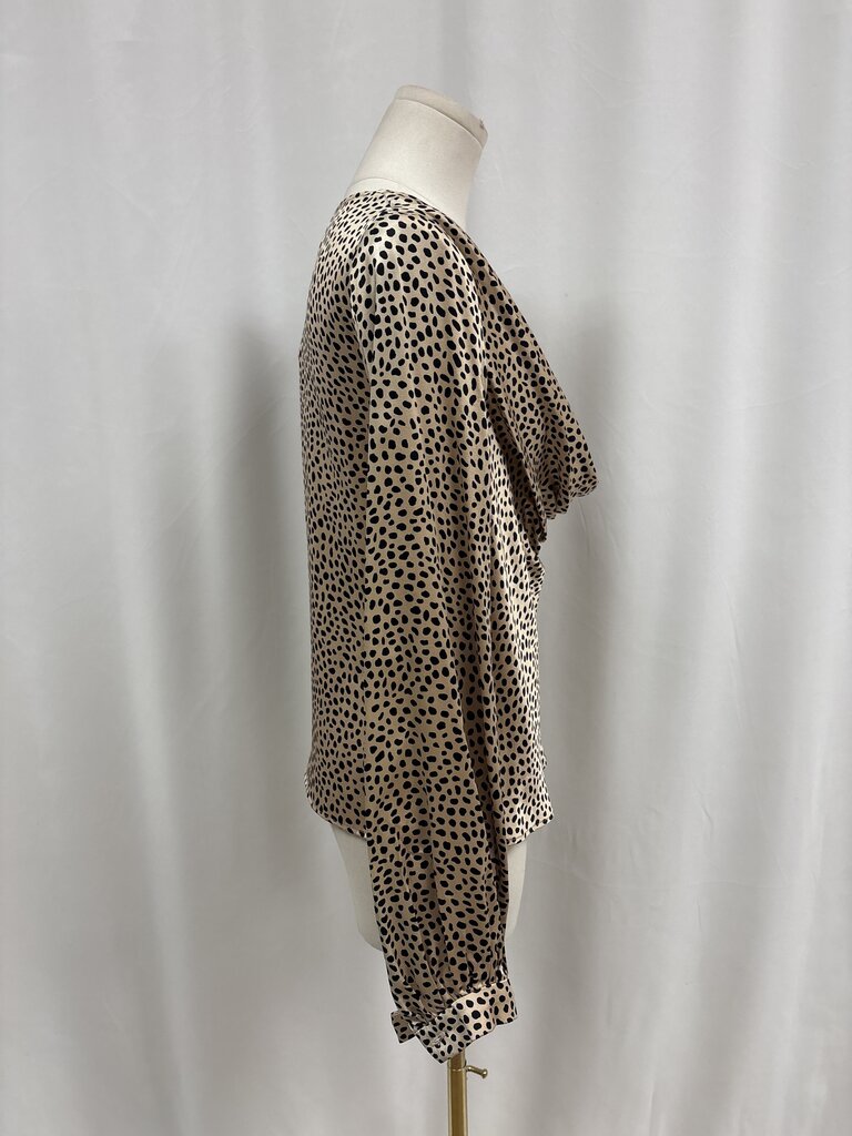 Rebecca de Ravenel Animal Print Cowl Neck Blouse