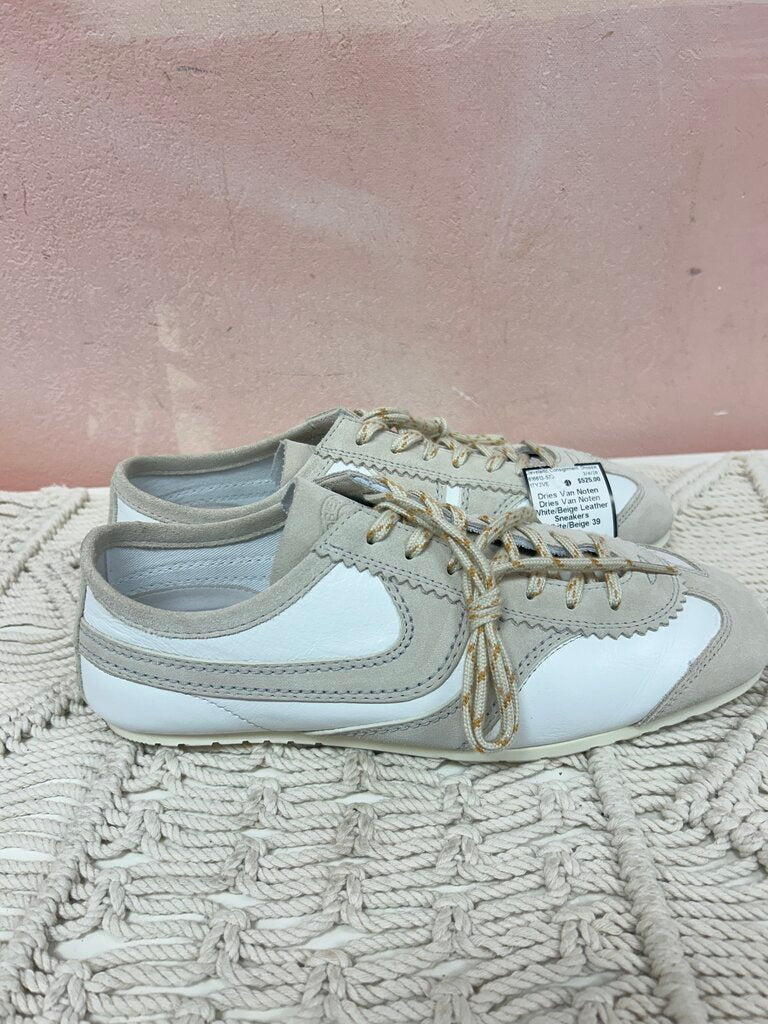 Dries Van Noten White/Beige Leather Sneakers