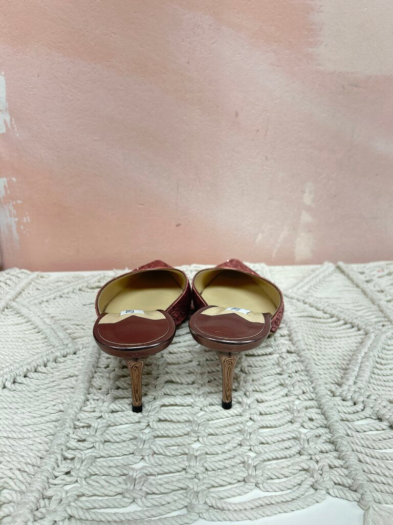 Jimmy Choo Pink Glittered Mulies