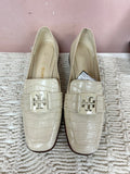 Tory Burch Cream Embossed Loafers