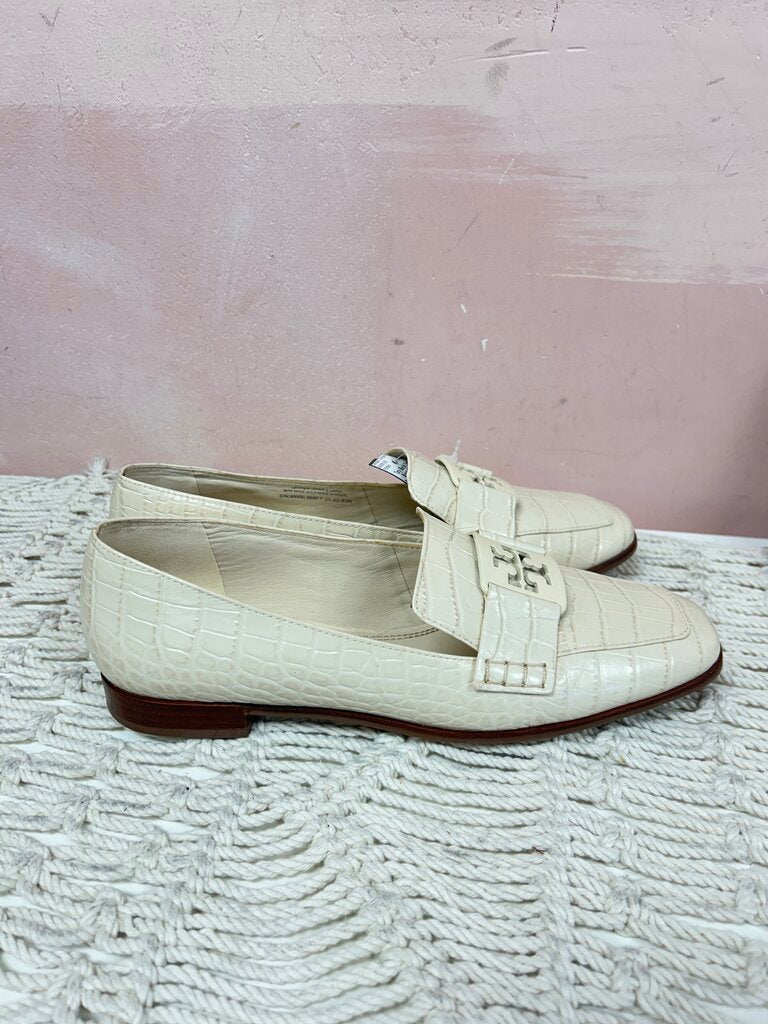 Tory Burch Cream Embossed Loafers
