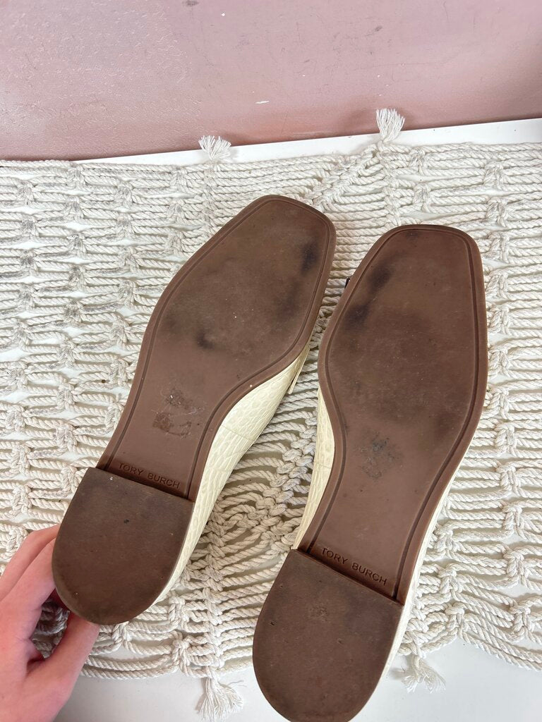 Tory Burch Cream Embossed Loafers