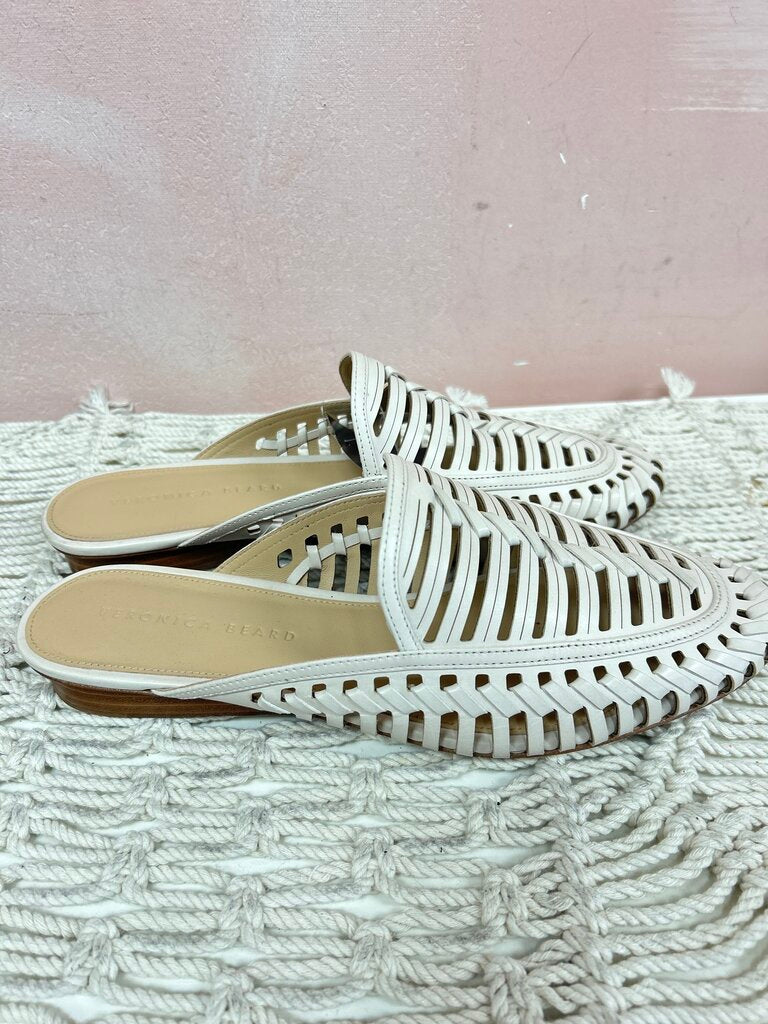 Veronica Beard White Mules w/box & bag