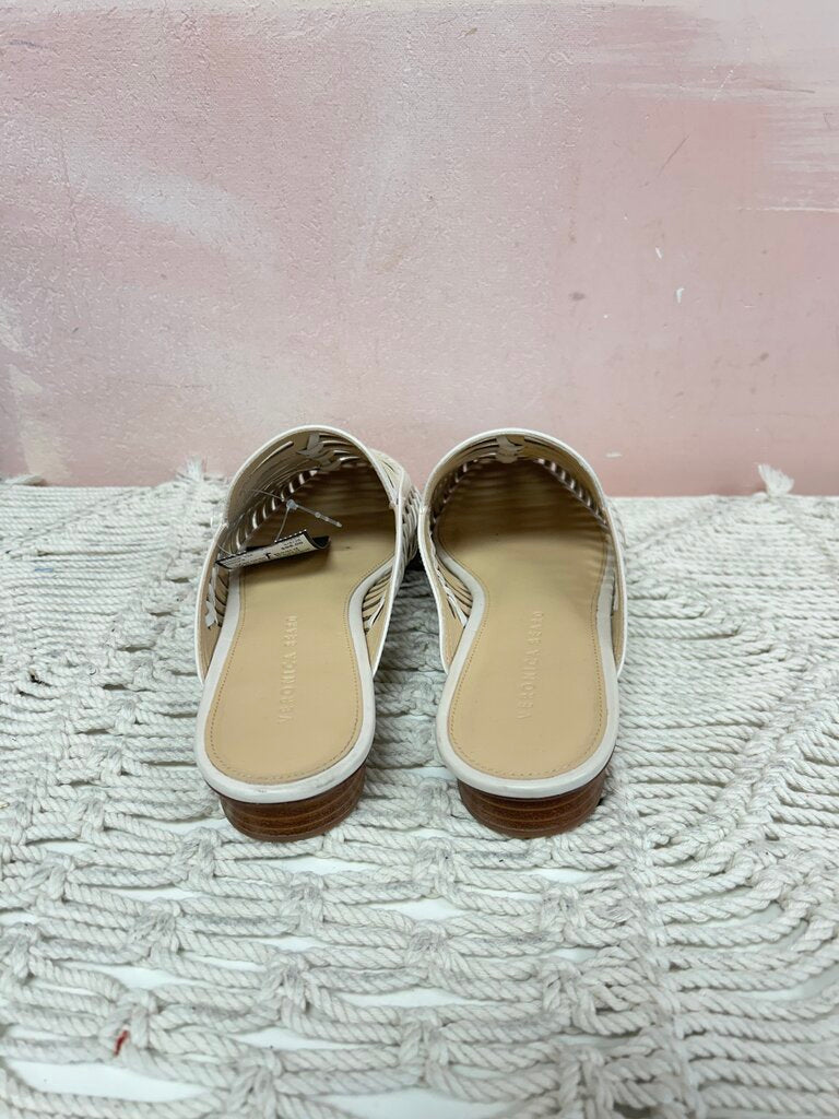 Veronica Beard White Mules w/box & bag