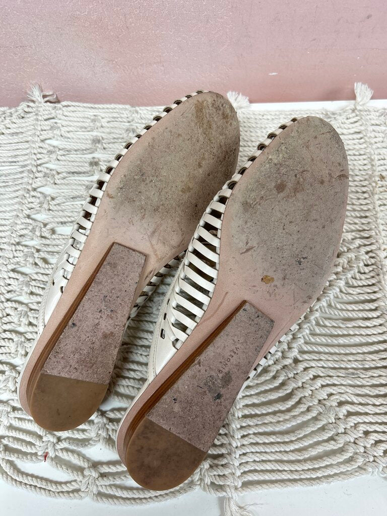 Veronica Beard White Mules w/box & bag