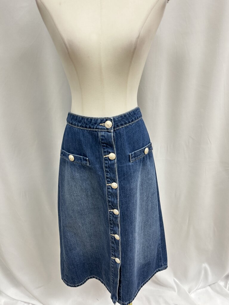 L'Agence Knee Length Denim Skirt