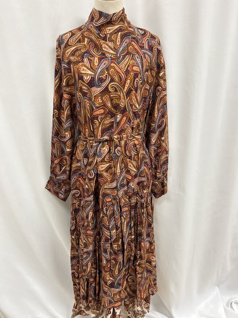 Ulla Johnson Orange Paisley Mock Neck Dress