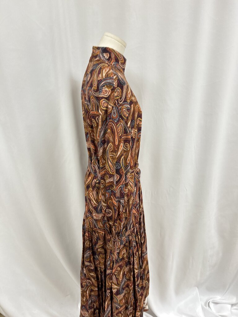 Ulla Johnson Orange Paisley Mock Neck Dress