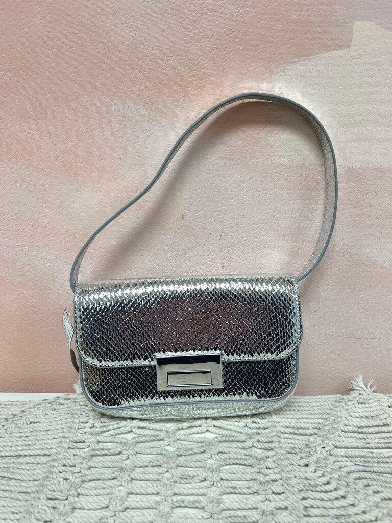 Loeffler Randal Silver Embossed Shoulder Bag