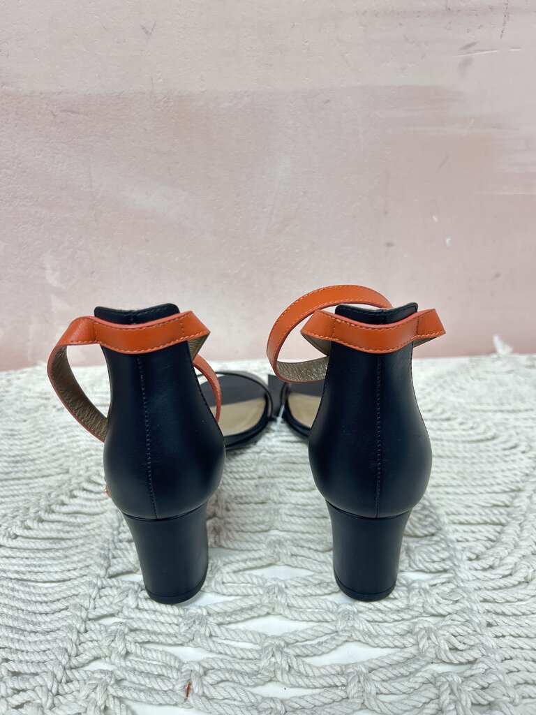 Hermes Black and Orange Leather Manege Sandal NWT w/Box