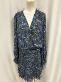 Veronica Beard Blue Floral Smocked Mini Dress NWT