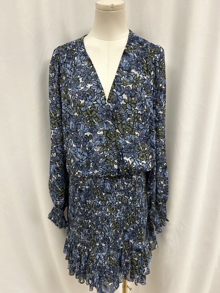 Veronica Beard Blue Floral Smocked Mini Dress NWT