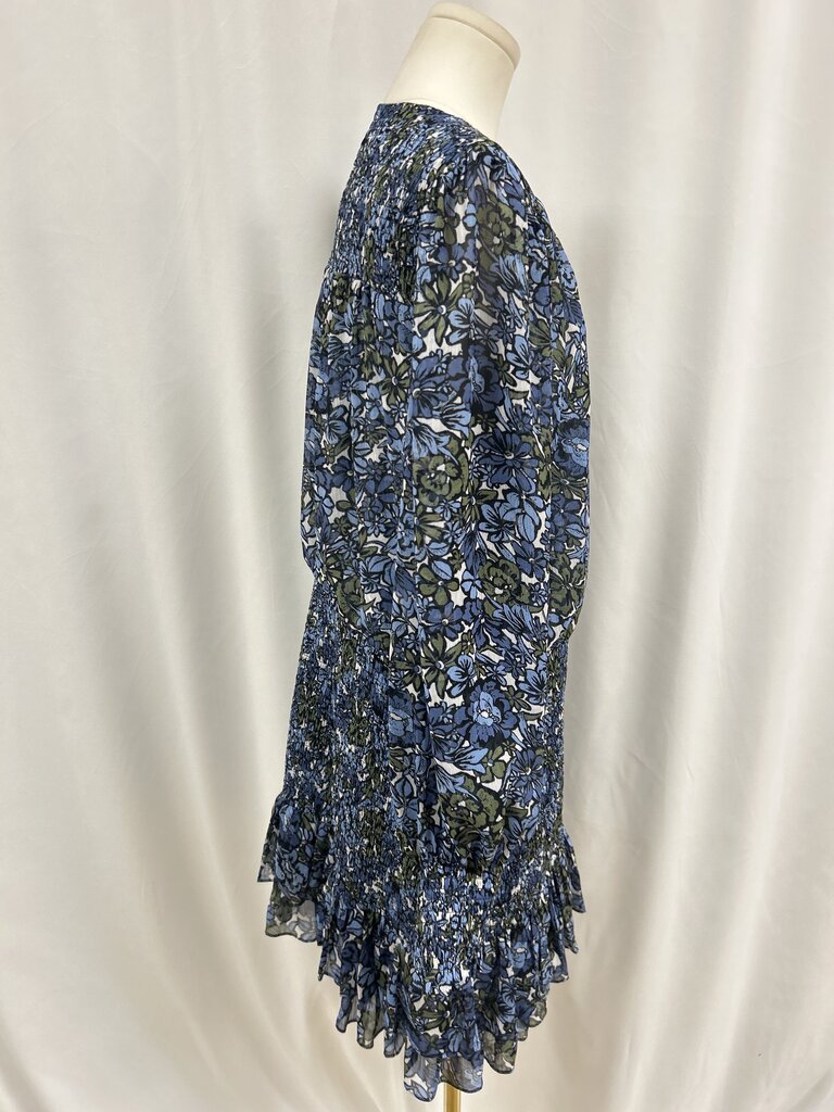 Veronica Beard Blue Floral Smocked Mini Dress NWT