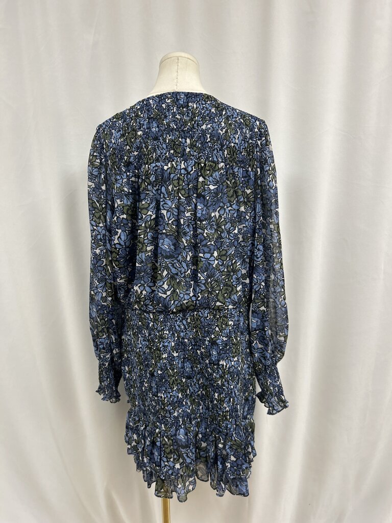 Veronica Beard Blue Floral Smocked Mini Dress NWT