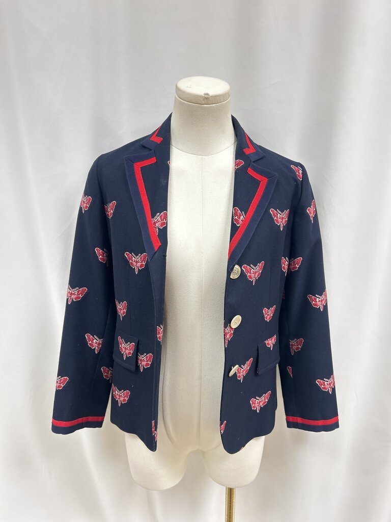 Gucci Navy and Red Moth Blazer