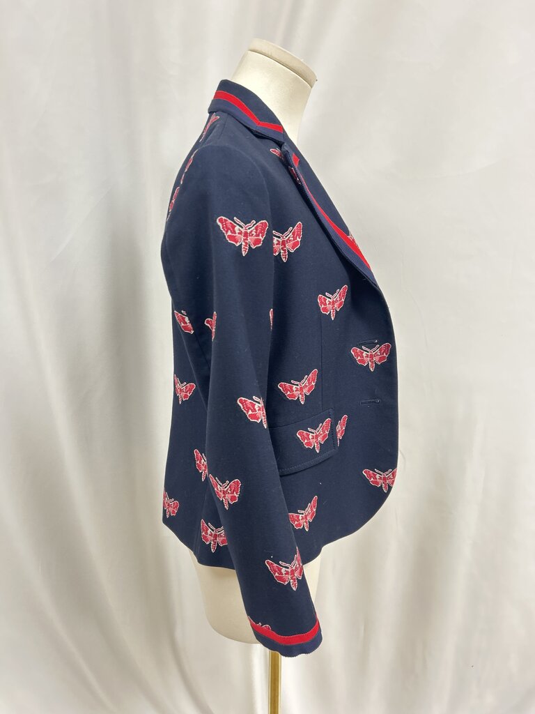 Gucci Navy and Red Moth Blazer