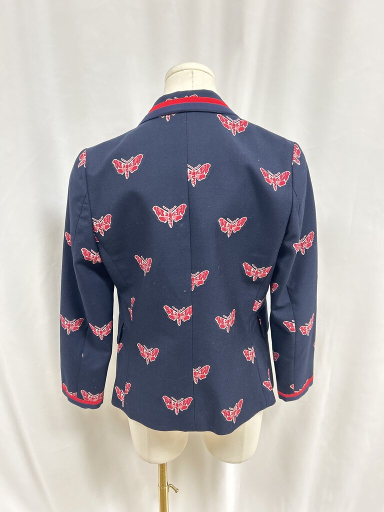 Gucci Navy and Red Moth Blazer
