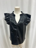 Melissa Nepton Black Faux Leather Top NWT