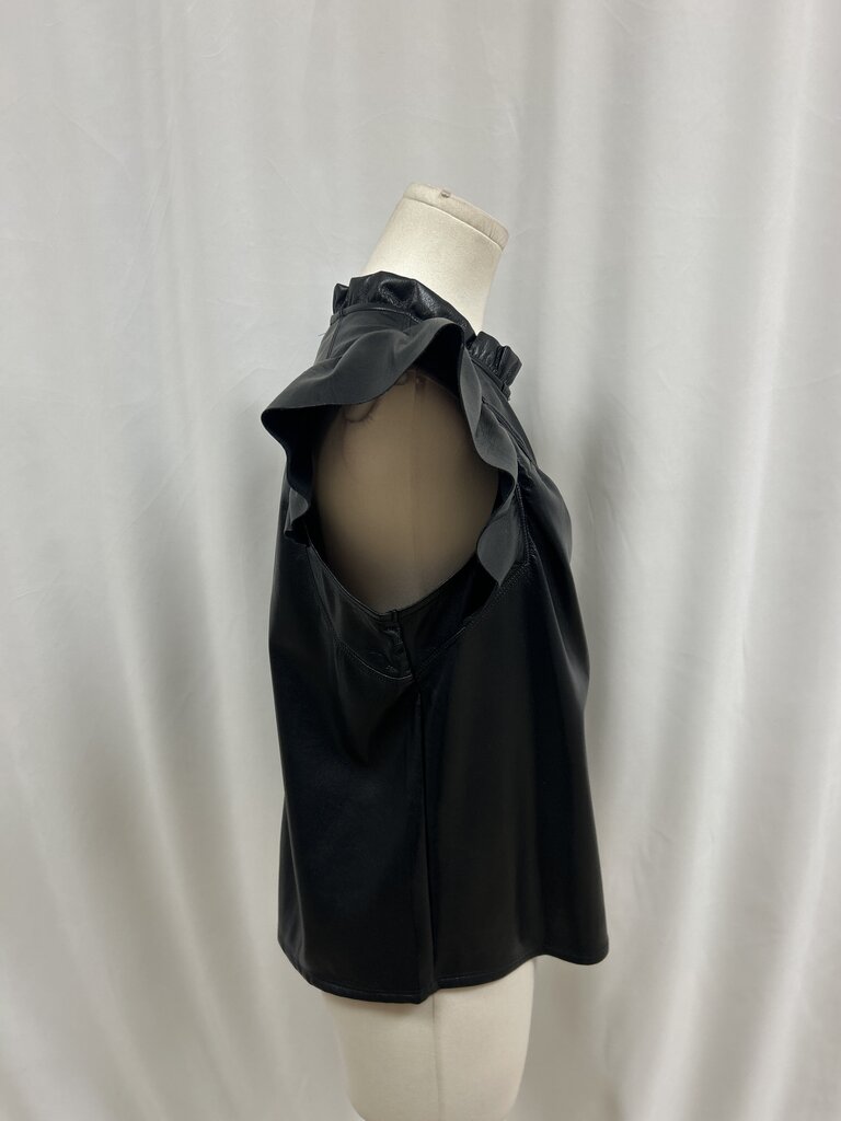 Melissa Nepton Black Faux Leather Top NWT