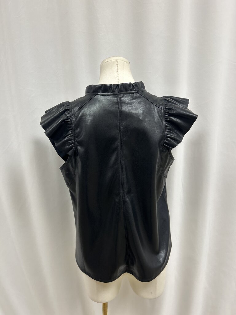 Melissa Nepton Black Faux Leather Top NWT