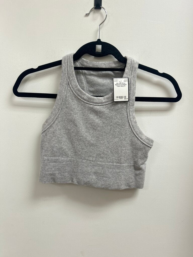 Alo Grey Ribbed Cropped Tank
