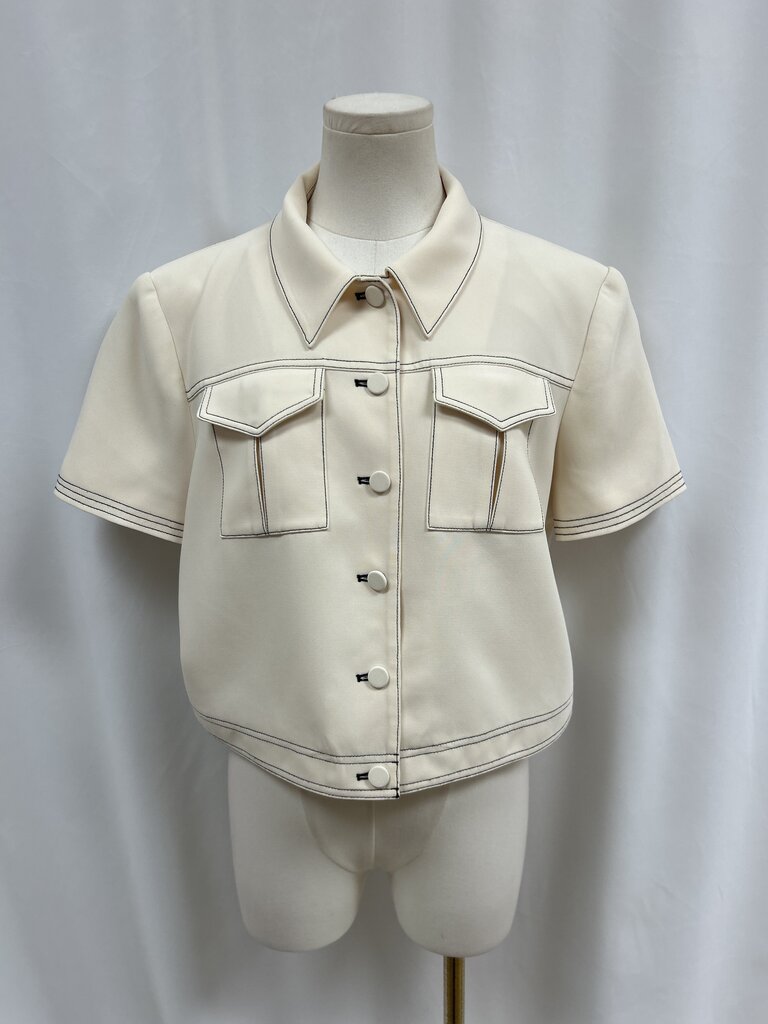 Cinq a Sept Cream Cropped Jacket